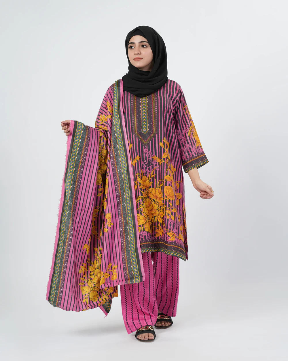 Gul Jee Shahzaib Women Poly Fabron 3-Piece Unstitched Suit - 1